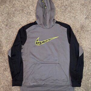 NWT - Nike Therma-FIT Pullover Hoodie, Gray/Black/Neon Yellow/Black Camo, XL